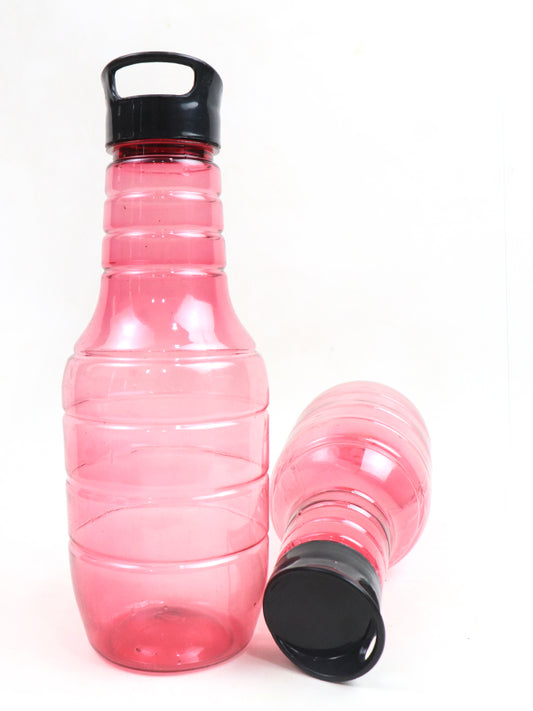 WTB02 Pack of 2 Plastic Transparent Water Bottle Light Pink - 1Ltr