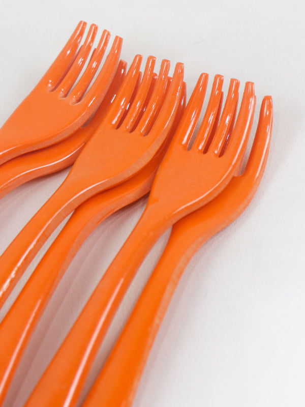 Pack of 6 Melamine Forks Orange