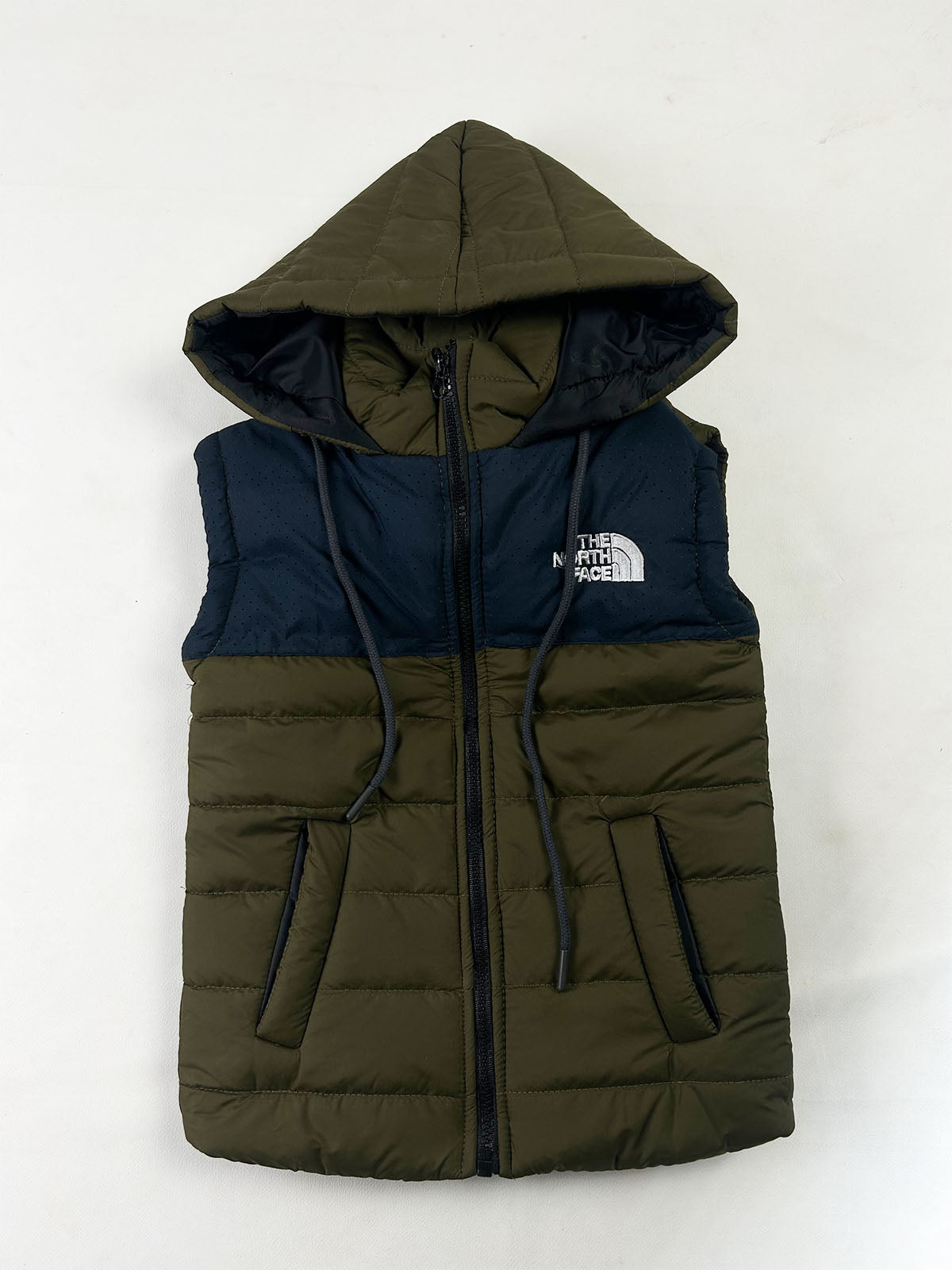 3Yrs - 10Yrs Boys Olive Green Sleeveless Hooded Puffer Jacket KJ63