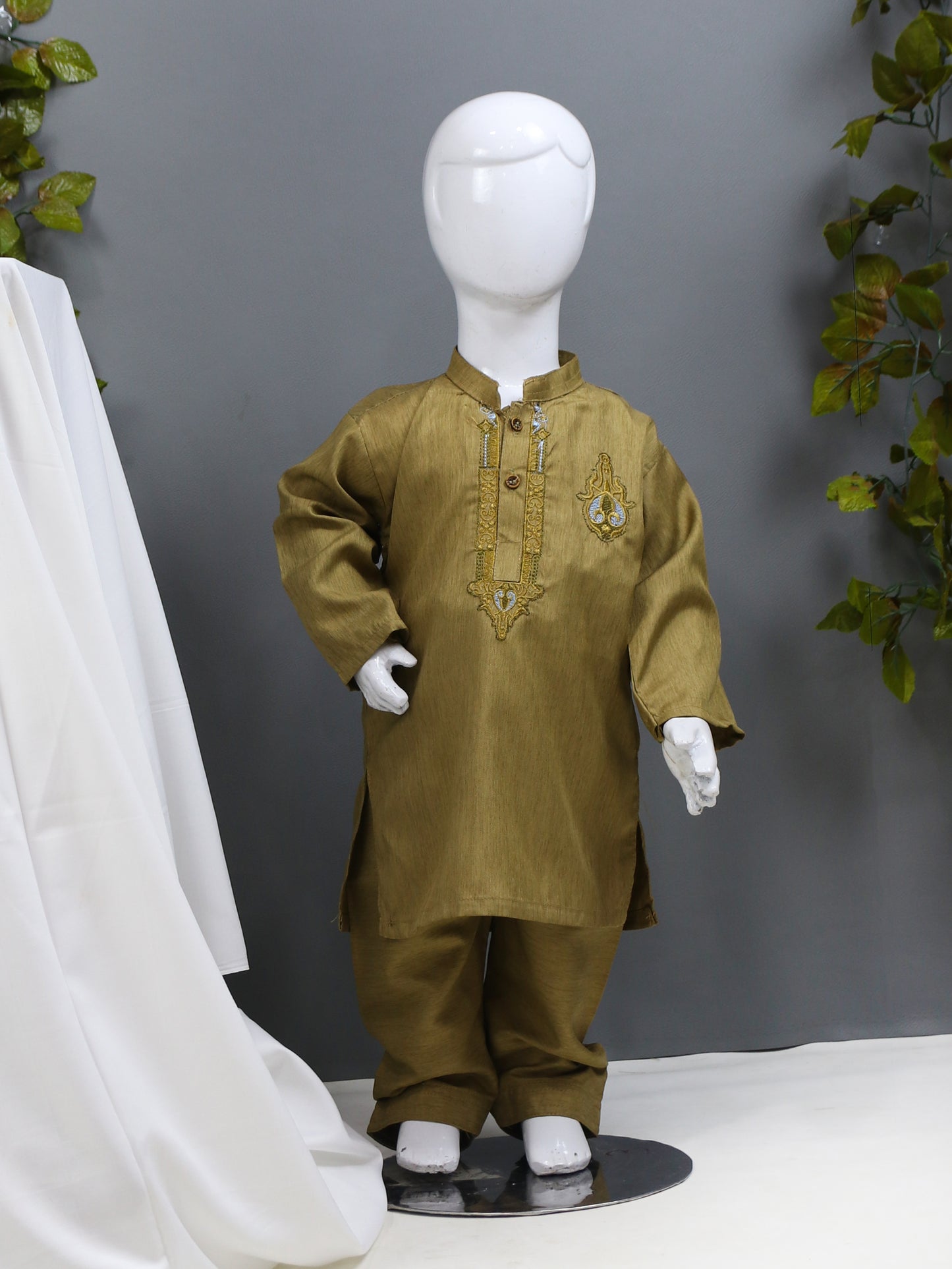 AQ Boys Kameez Shalwar Suit 1Yrs - 10Yrs Light Brown 18