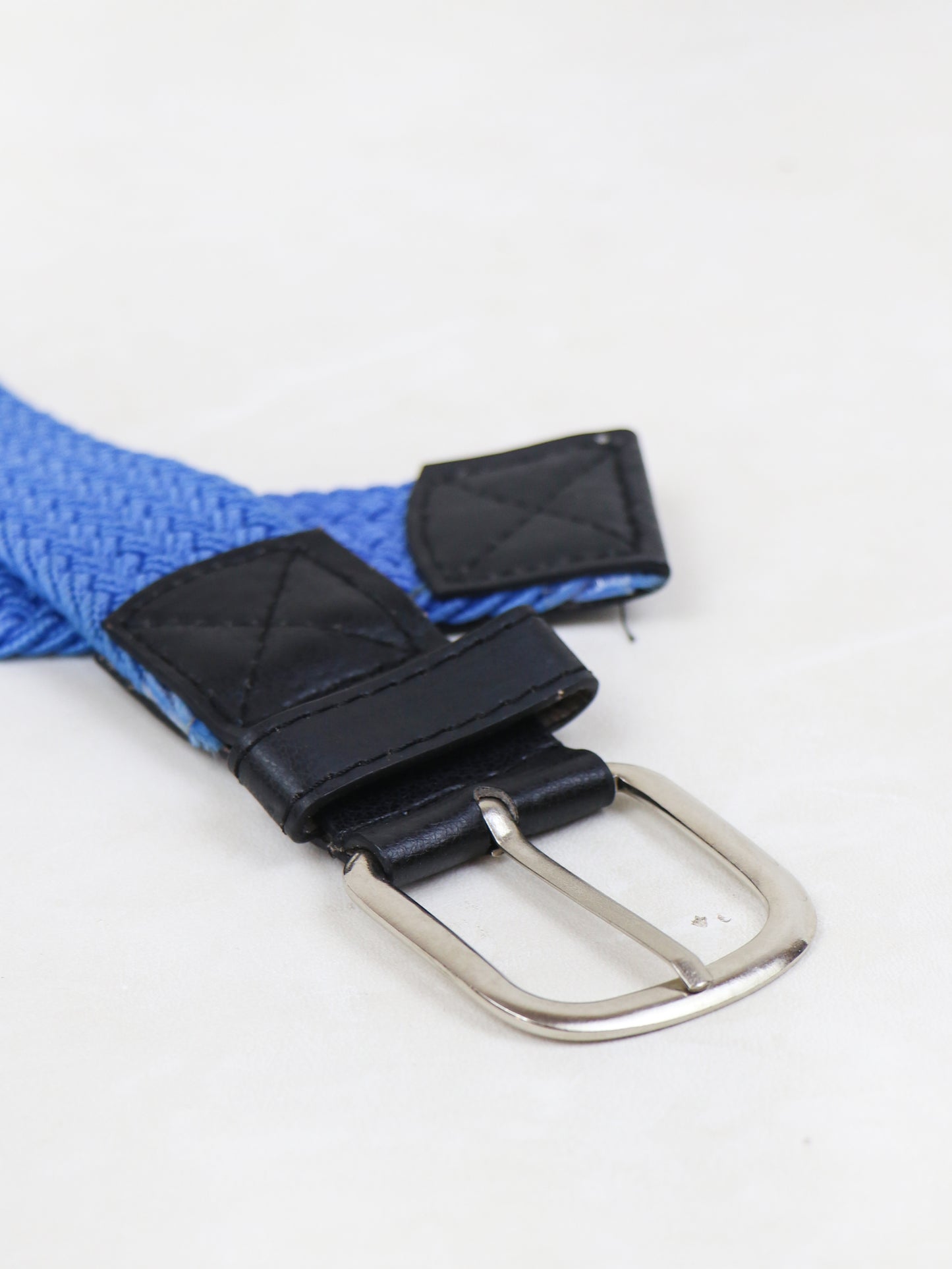 Men Canvas Elastic Fabric Woven Stretch Braided Belt Bright Blue