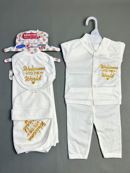 NBGS31 Newborn Pack of 5 Gift Set 0Mth - 3Mth White