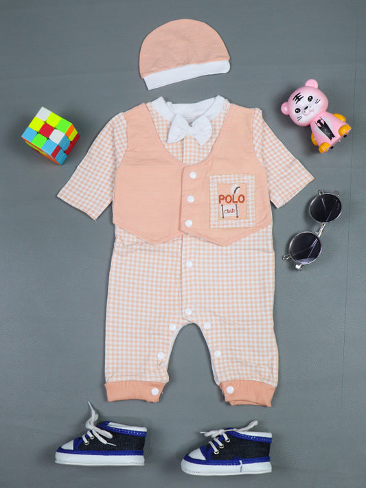 0Mth - 3Mth Club Light Peach Romper For Newborn AJ NBR28