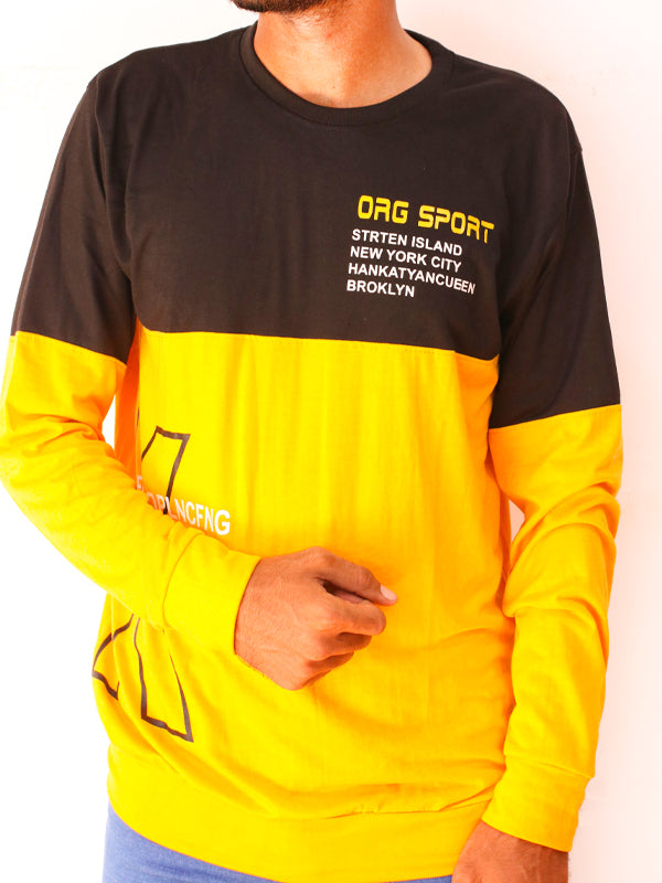 Yellow Sport Full Sleeve Printed T-Shirt For Men SN MTS83