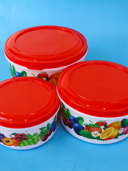 Pack of 3 Plastic Food Storage Box Red 01
