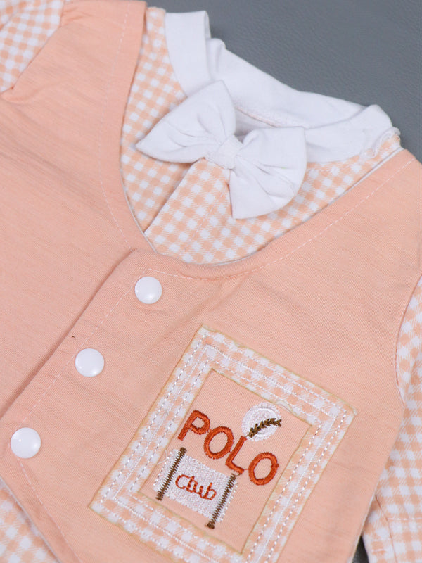 0Mth - 3Mth Club Light Peach Romper For Newborn AJ NBR28