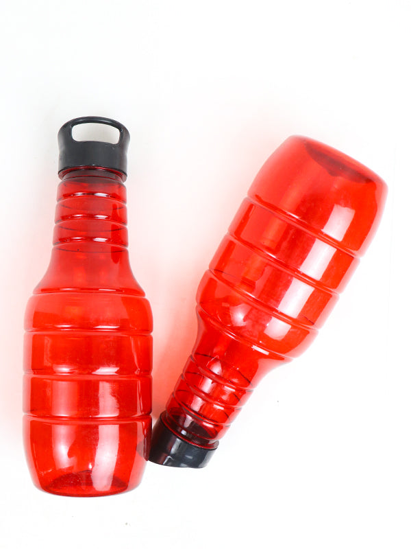 WTB03 Pack of 2 Plastic Transparent Water Bottle Red - 1Ltr