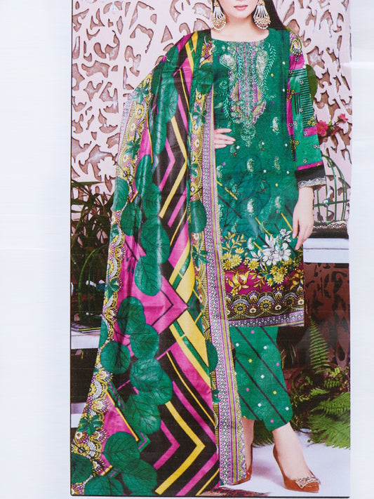 3Pcs Unstitched Digital Printed Lawn Suit For Women 55