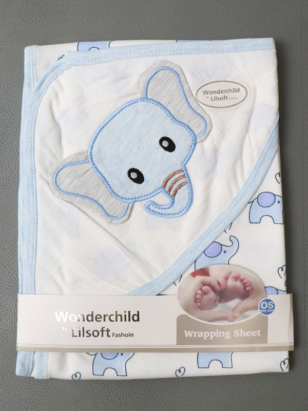 Light Blue Elephant Wrapping Sheet For Newborn NWS07