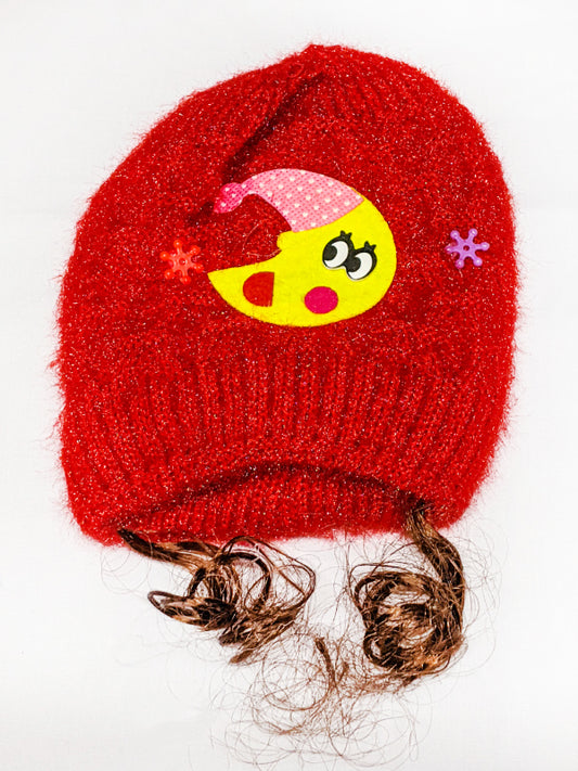 Multidesign Red Beanie Winter Caps For Kids/Unisex Winter Hat/Warm Knitted Beanie for Kids KWC07