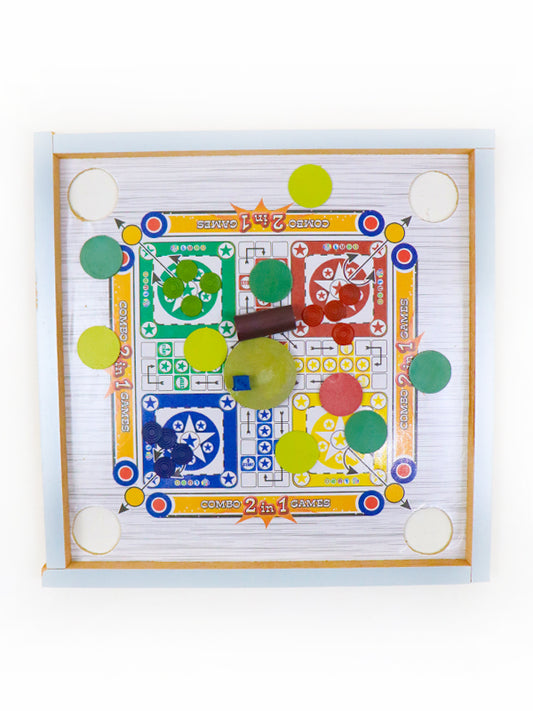 2 in 1 LUDO + Carrom Board 12" x 12"