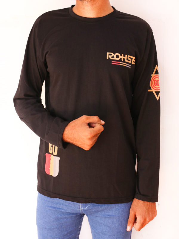 Black Rohse Full Sleeve Printed T-Shirt For Men SN MTS84