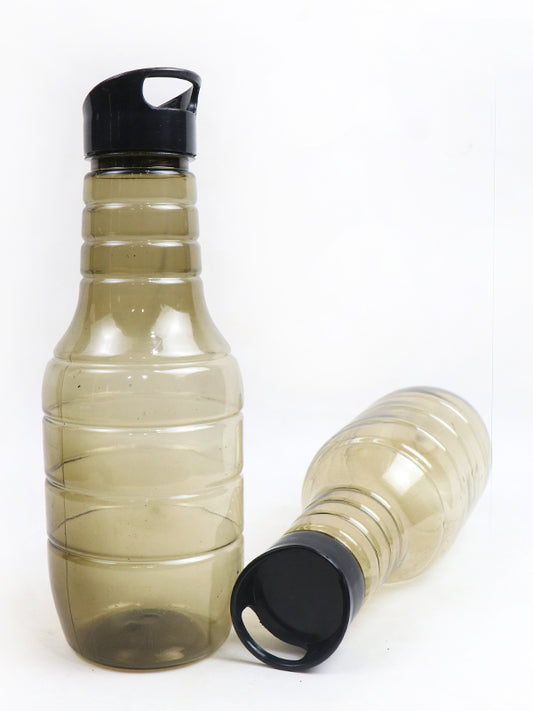 WTB04 Pack of 2 Plastic Transparent Water Bottle Black - 1Ltr