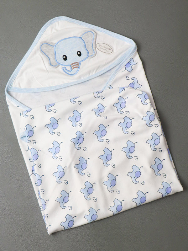 Light Blue Elephant Wrapping Sheet For Newborn NWS07