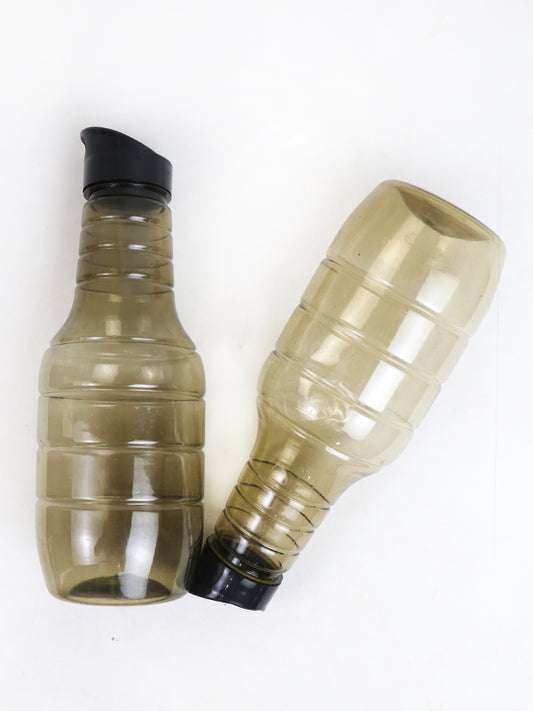 WTB04 Pack of 2 Plastic Transparent Water Bottle Black - 1Ltr