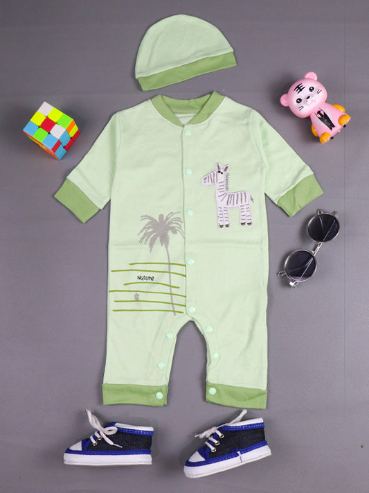 0Mth - 3Mth Zebra Light Green Romper For Newborn AJ NBR29