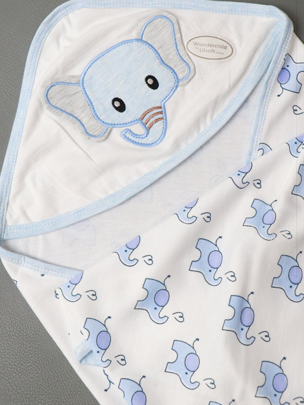 Light Blue Elephant Wrapping Sheet For Newborn NWS07