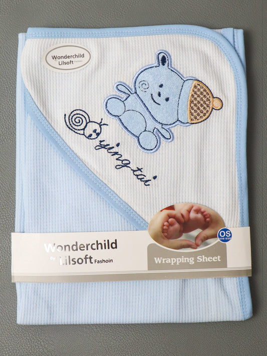 Light Blue Bear Wrapping Sheet For Newborn NWS08