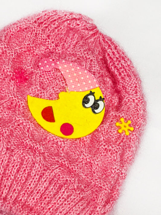 Multidesign Light Pink Beanie Winter Caps For Kids/Unisex Winter Hat/Warm Knitted Beanie for Kids KWC07