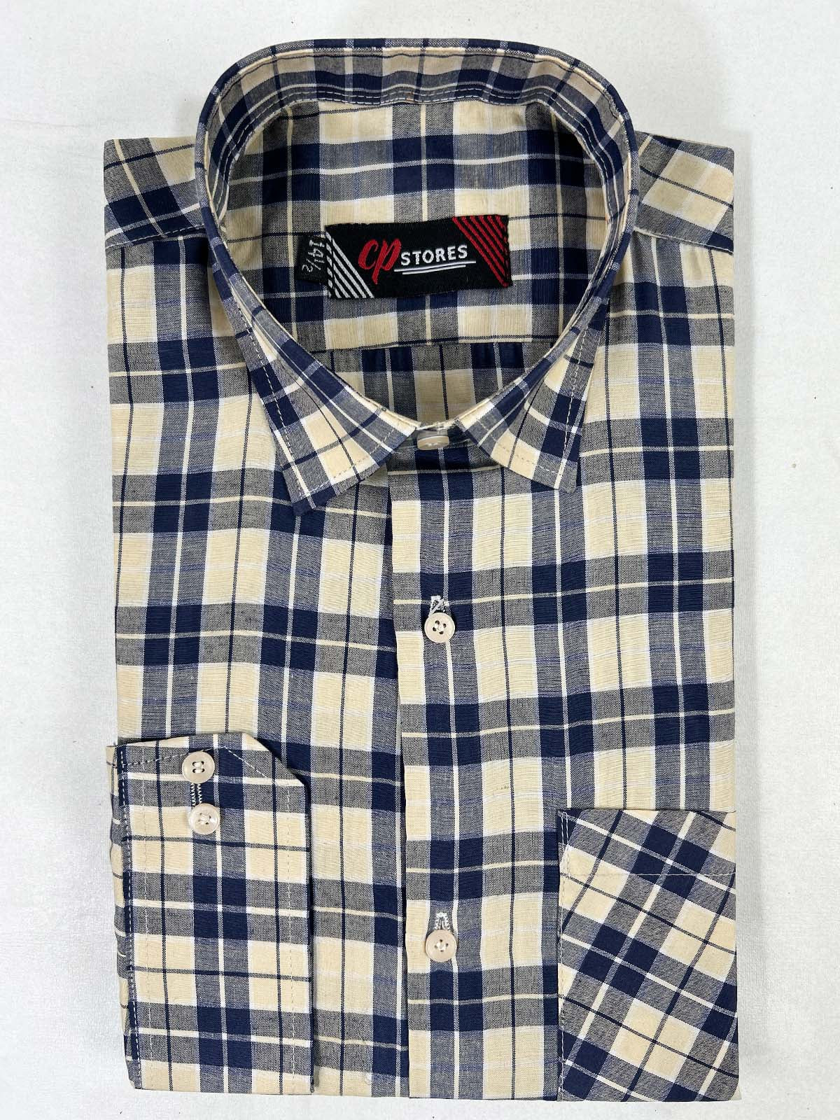 Blue Checks Formal Dress Shirt For Men MFS373