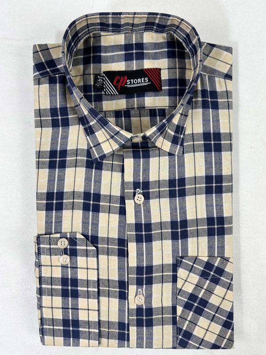 Blue Checks Formal Dress Shirt For Men MFS373