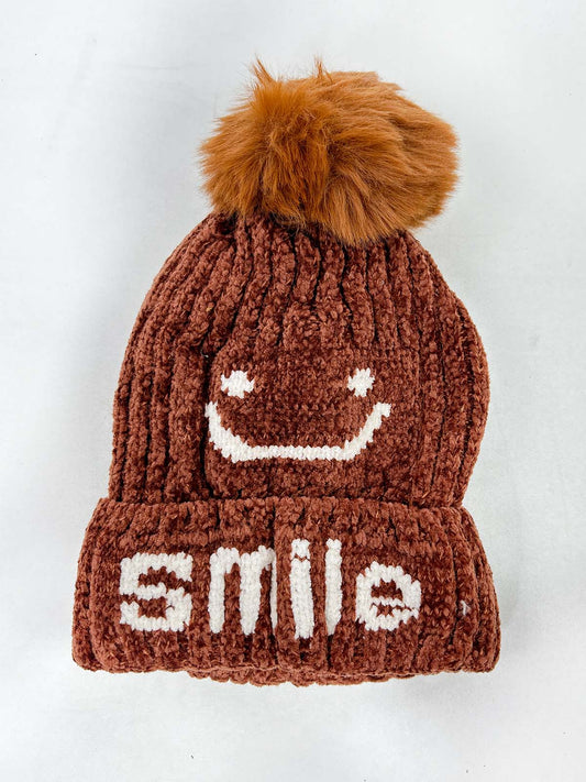 Smile Brown Beanie Winter Cap For Kids BWC30