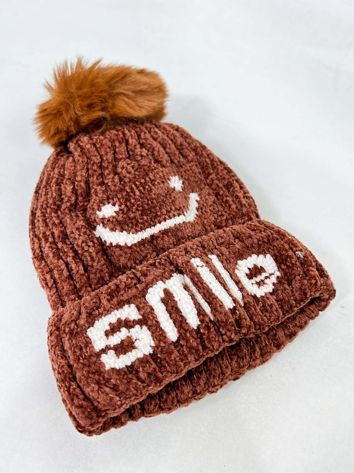 Smile Brown Beanie Winter Cap For Kids BWC30