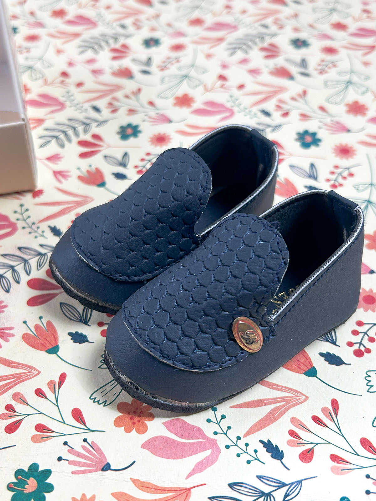 Midnight Blue Loafer Booties For Newborn NB96