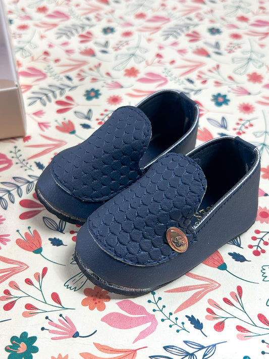 Midnight Blue Loafer Booties For Newborn NB96