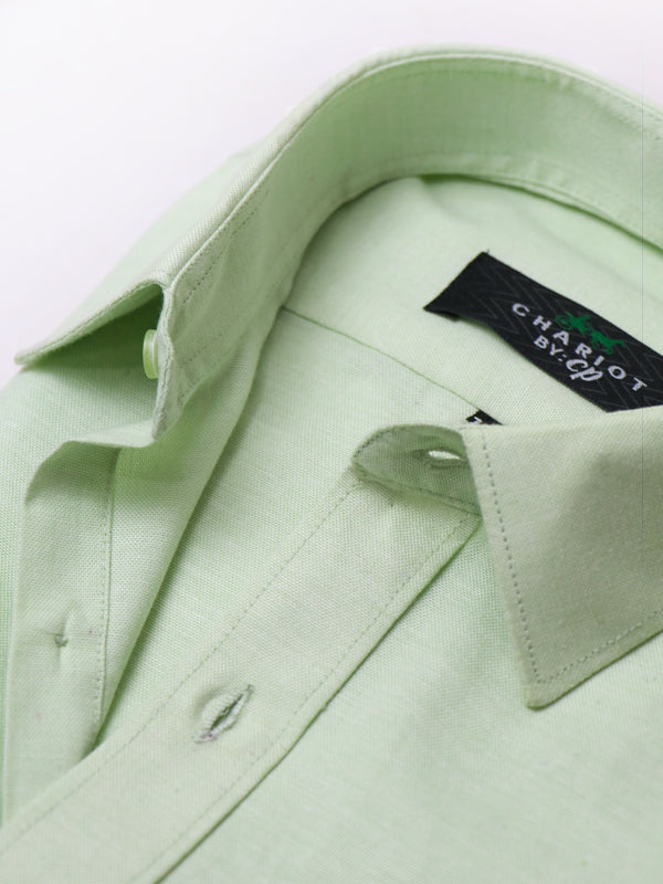 Z Men's Plain Chambray Formal Dress Shirt Light Green
