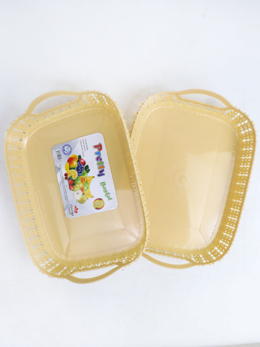 LIght Fawn Pack of 2 Multipurpose Tray Baskets for Fruits & Vegetables Storage