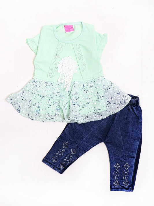 BG Girls Suit 1Yr - 4Yrs Bow Lace Light Green