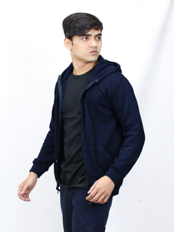 MM Unisex Zipper Hoodie Dark Navy Blue