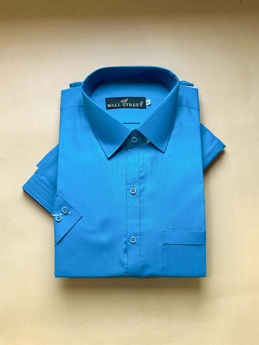 952-6 Blue Stitched Suit Shirt Collar Kameez Shalwar For Men MSK445