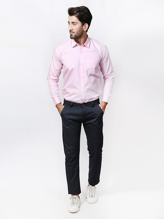 ZS Men's Plain Formal Dress Shirt Light Pink