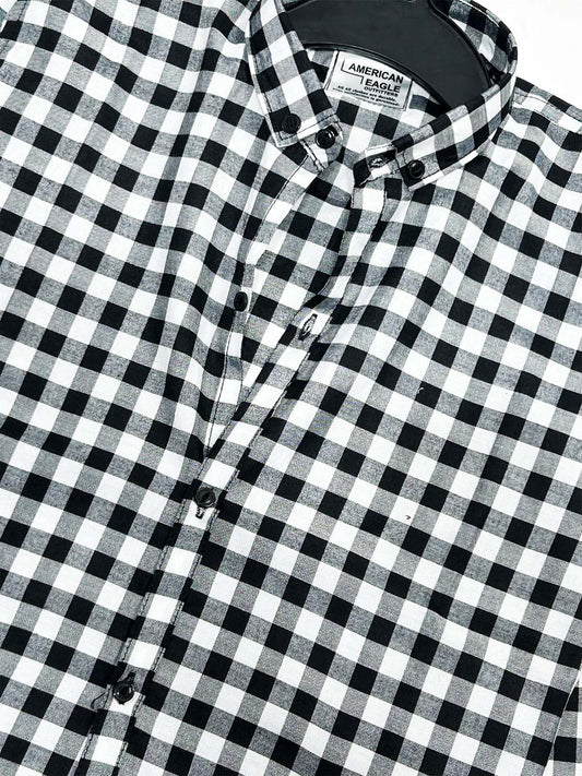 Black Mini Checks Casual Shirt For Men MCS127