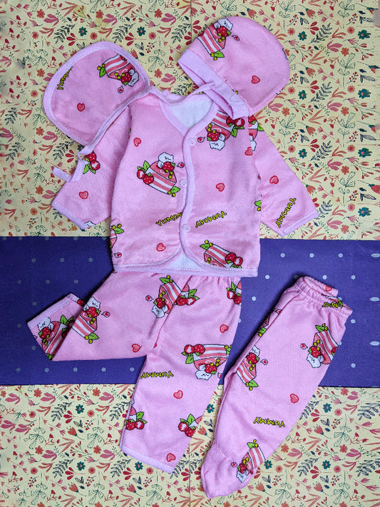 0Mth - 4Mth Pink 5Pcs Fleece Suit For Newborn BG NBGS57