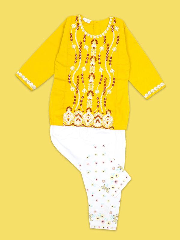 TG Girls Suit 1Yr - 4Yrs Floral Pattern Yellow