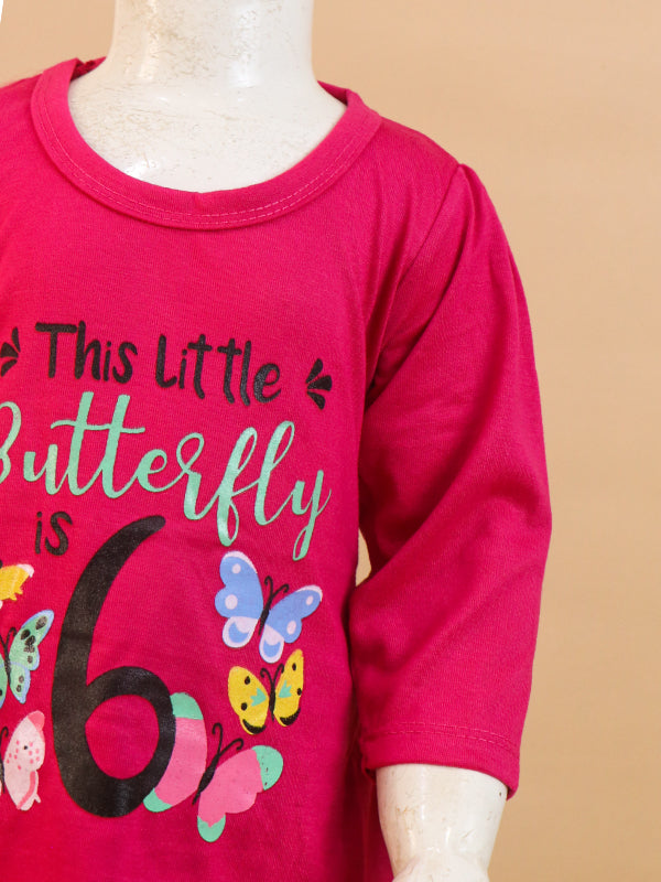 1Yr - 4Yrs Butterfly Dark Pink Suit For Girls RG GS42