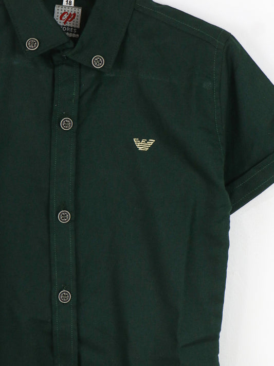 BCS19 AZ Boys Casual Shirt Half Sleeves 3Yrs - 12Yrs Dark Green