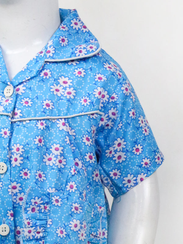 NG Girls Cotton Night Suit 1Yrs - 8Yrs Flower Blue