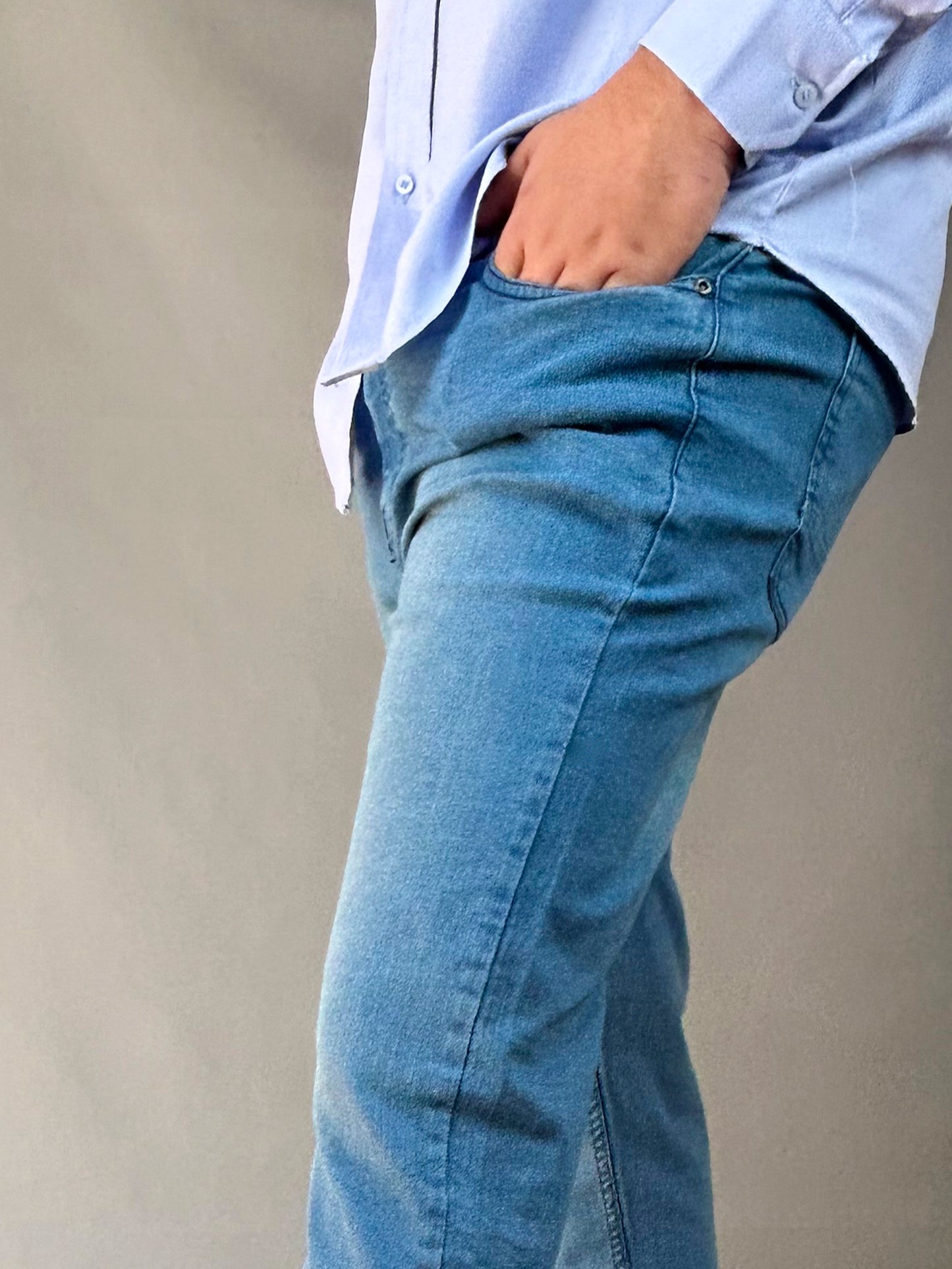 Light Blue Regular Fit Stretchable Jeans For Men MDJ15