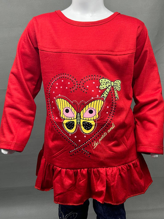 3Yr - 6Yrs Butterfly Red Suit For Girls IC GS104