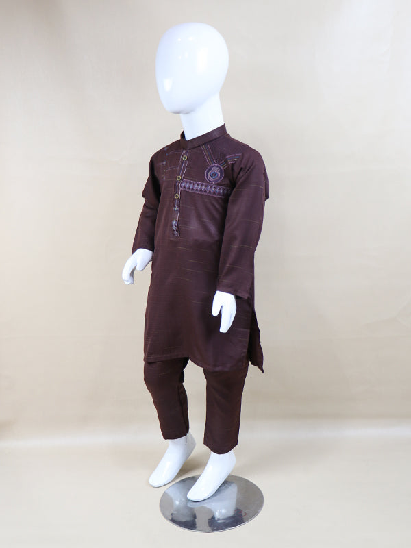 BKS04 AG Boys Kurta Pajama Suit 2Yrs - 14Yrs Multi Embroidery Dark Brown