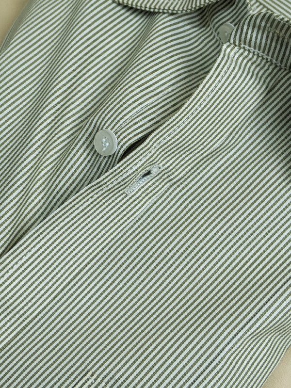 Light Green Lines Formal Dress Shirt For Men AZ MFS66