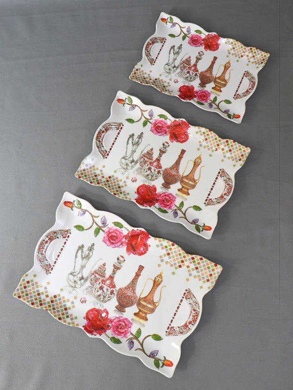 Pack of 3 Melamine Serving Tray D-02