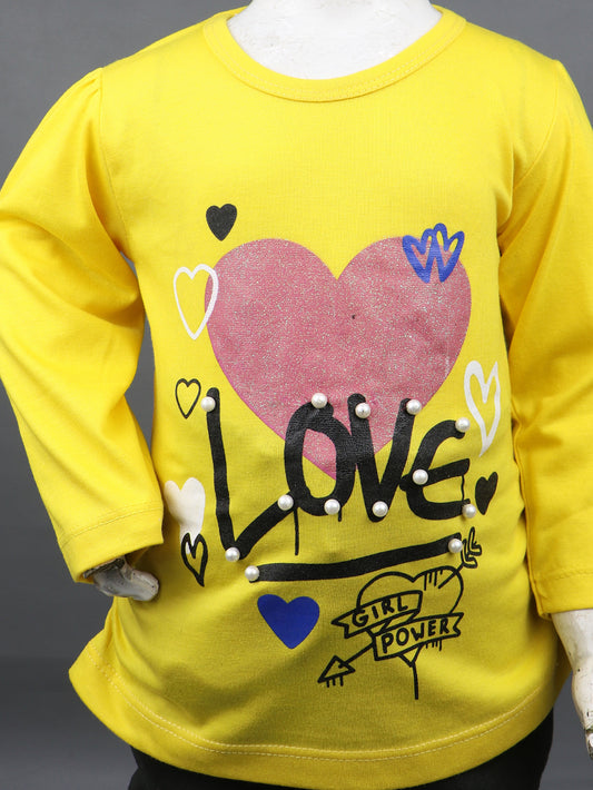 1Yrs - 7Yrs Love Yellow T-Shirt For Girls TG GTS20