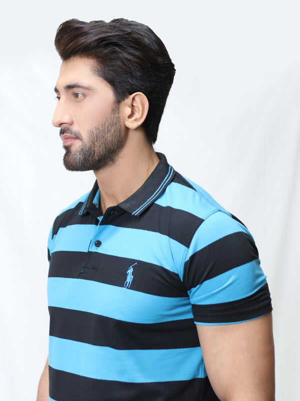 Men's Polo B Striped T-Shirt Blue