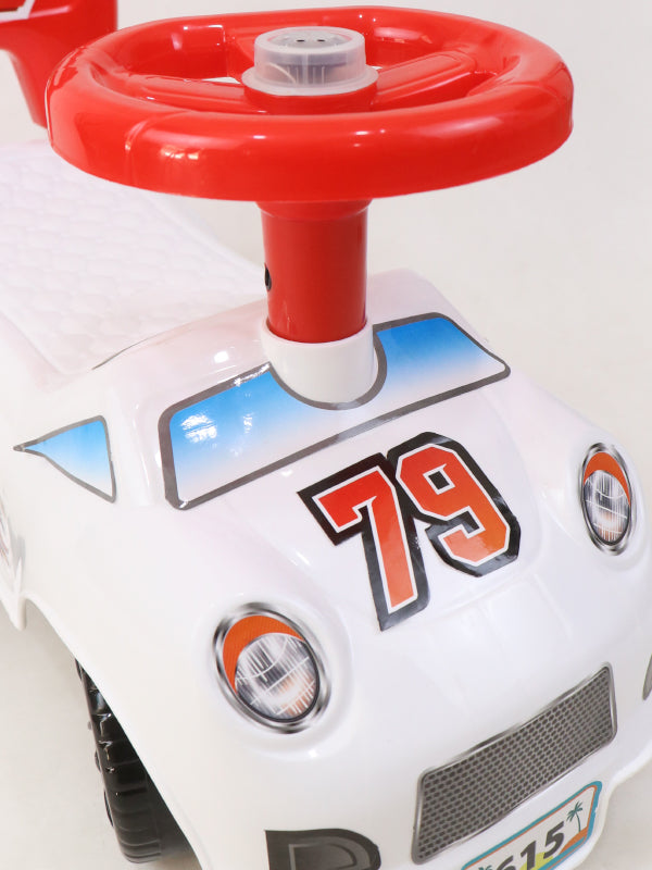 79 Racer 4 Wheel Ride On Push Car For Kids White