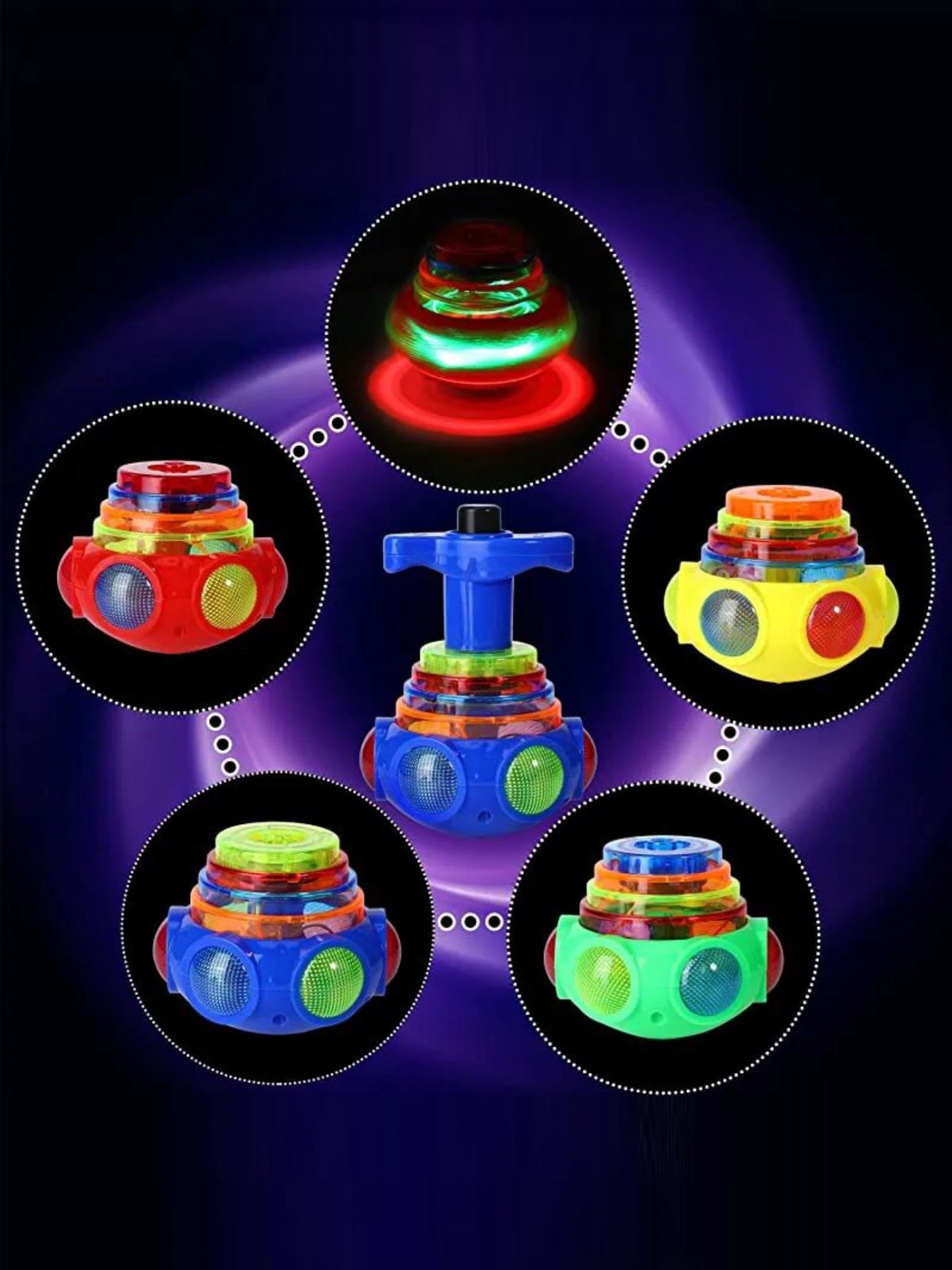 Multicolor Flashing LED UFO Spinning Top Toy for Kids KTY136